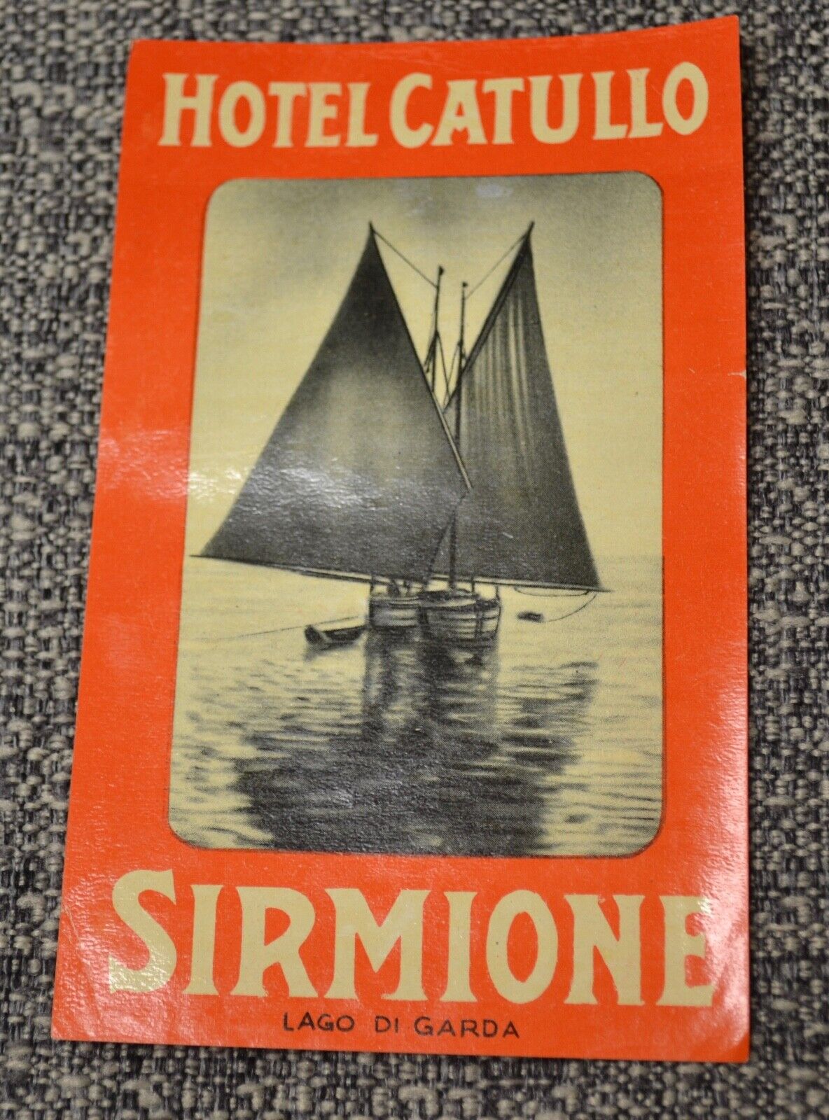 Original Vintage Luggage Label Sticker Hotel Catullo Sirmione