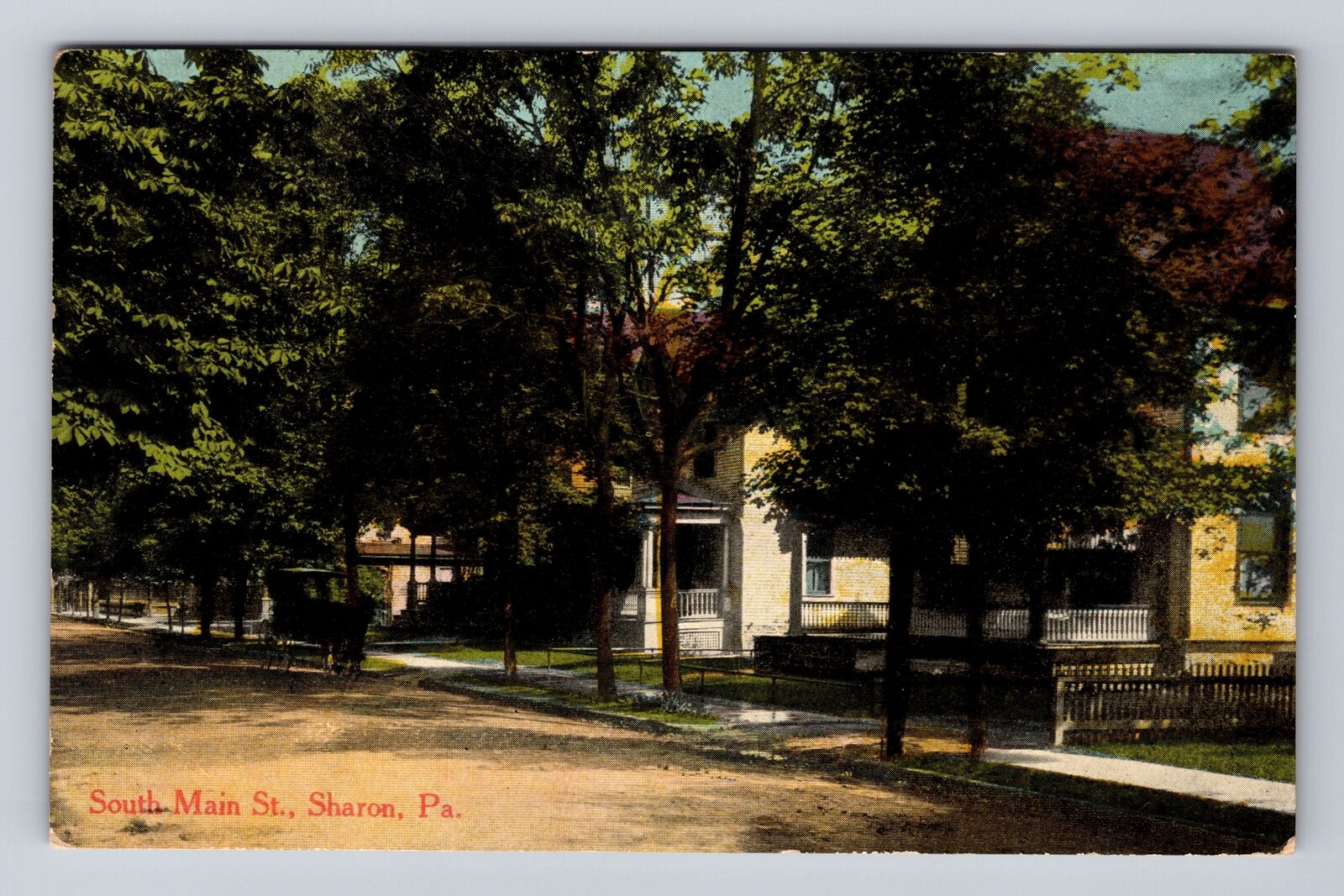Sharon PA-Pennsylvania, South Main St Residences, Antique Vintage Postcard