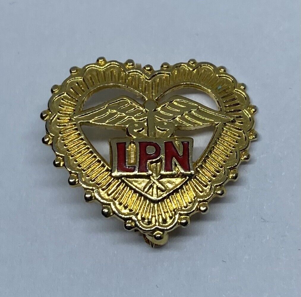 LPN Licensed Practical Nurse Heart Caduceus 1974 Lapel Pin (Z18)