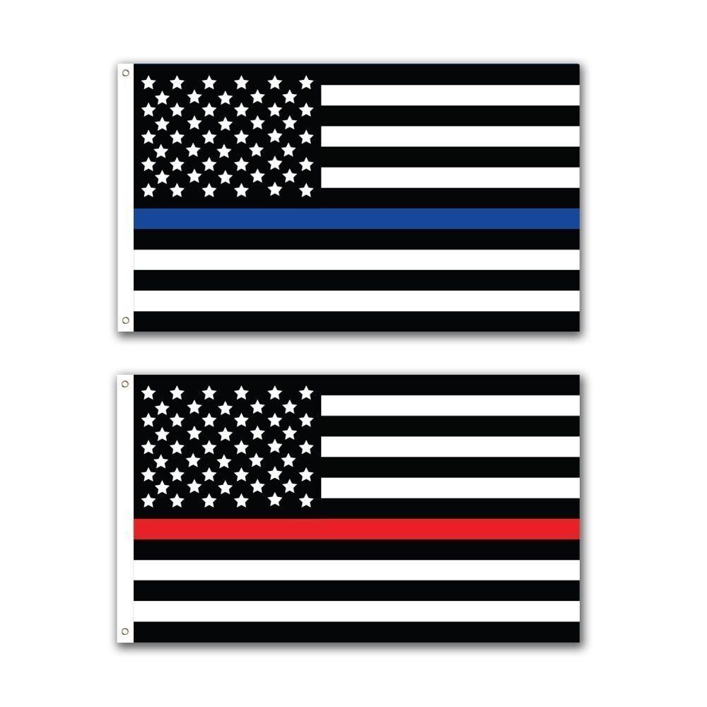 2 Pack Police Thin Blue Line and Thin Red Line Flag  3x5 Foot with Grommets 