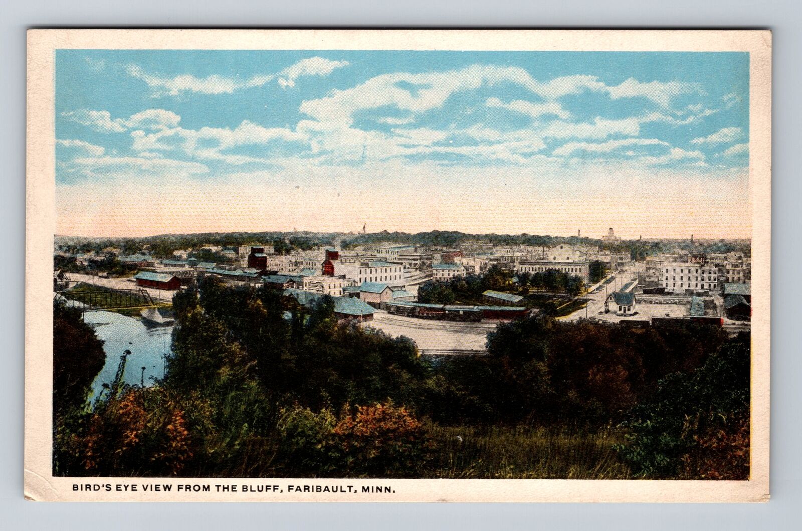 Faribault MN-Minnesota, Birds Eye View From The Bluff, Antique, Vintage Postcard