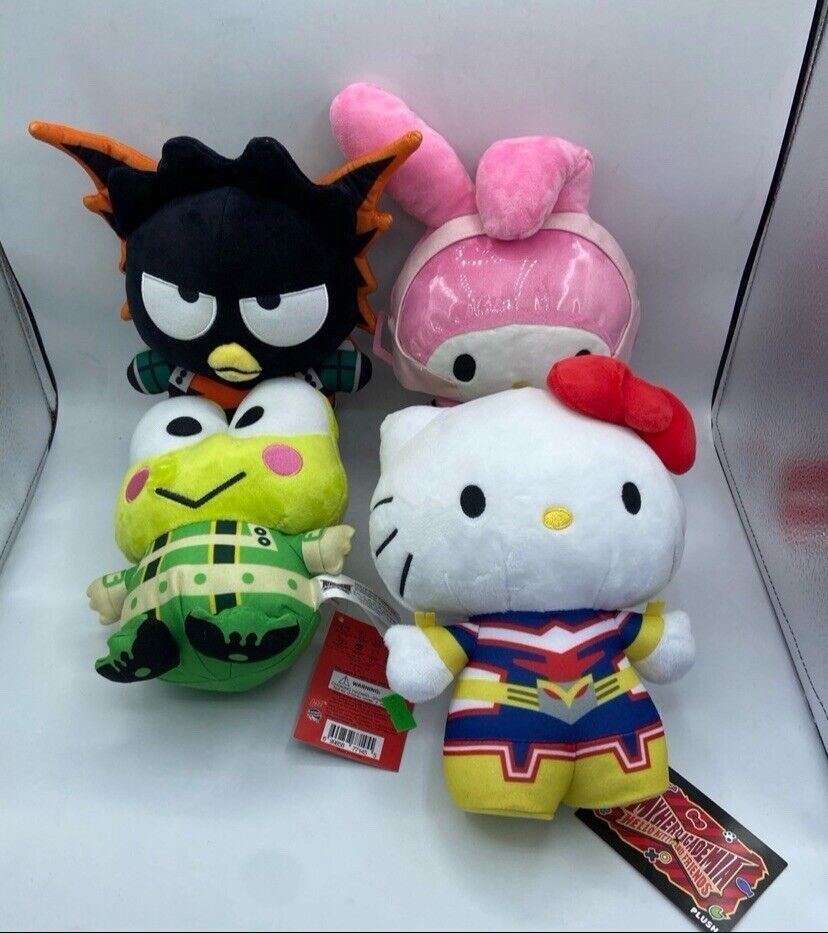Badtz-Maru, Keroppi, My Melody & Hello Kitty 9” Plush My Hero Academia Set Of 4