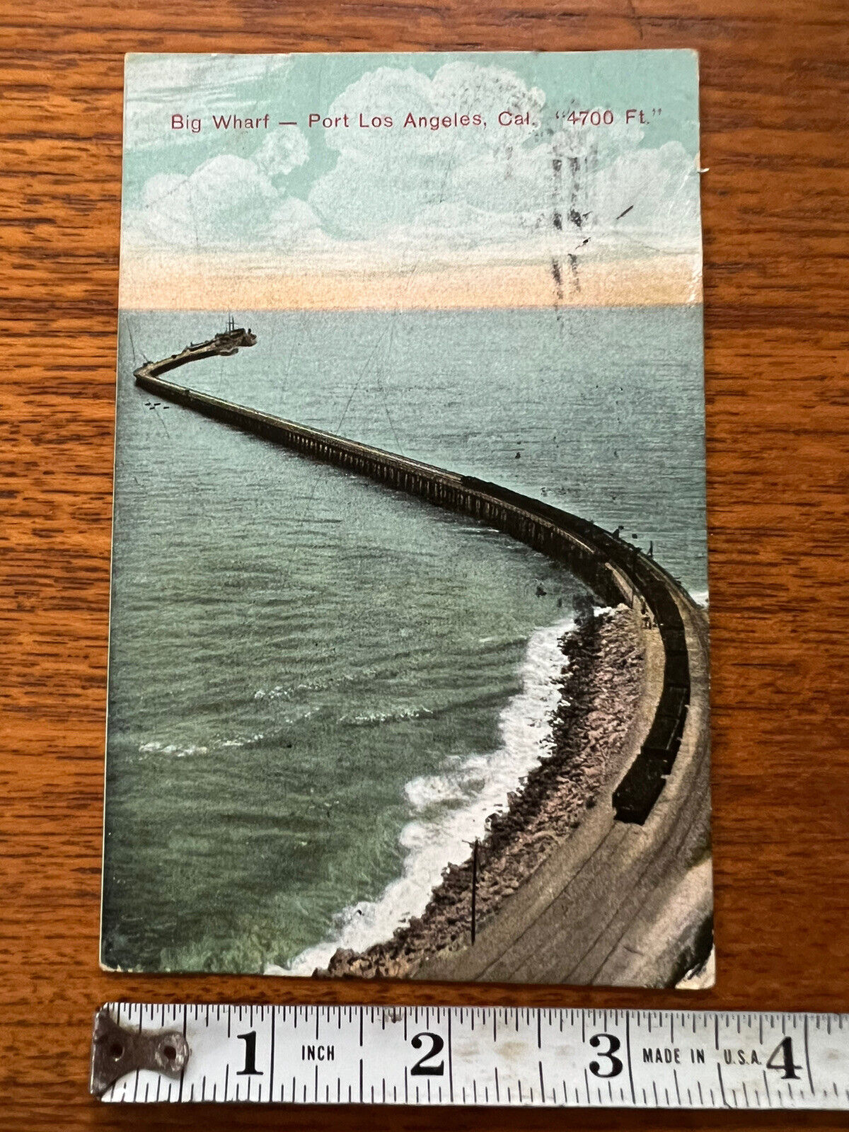 Antique Postcard Big Wharf Port Los Angeles California 4700 Feet Posted 1906