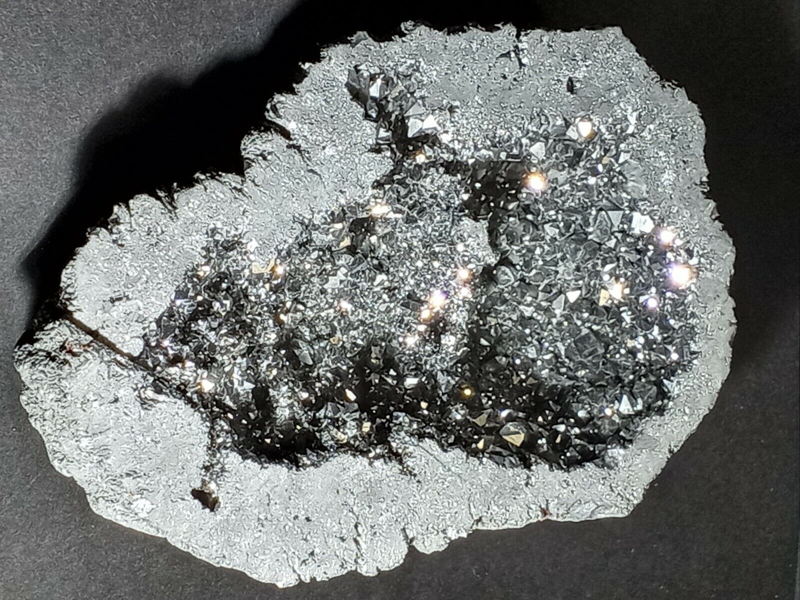 Rare Amazing Metal Geode Half w/ Mirror-Like Crystals See Photos & Description