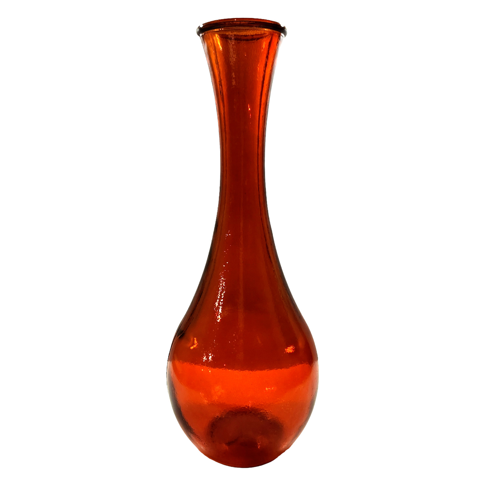 Large 18 Inch Orange Art Glass Floral Vase Recycled Glass Home Decor Spain