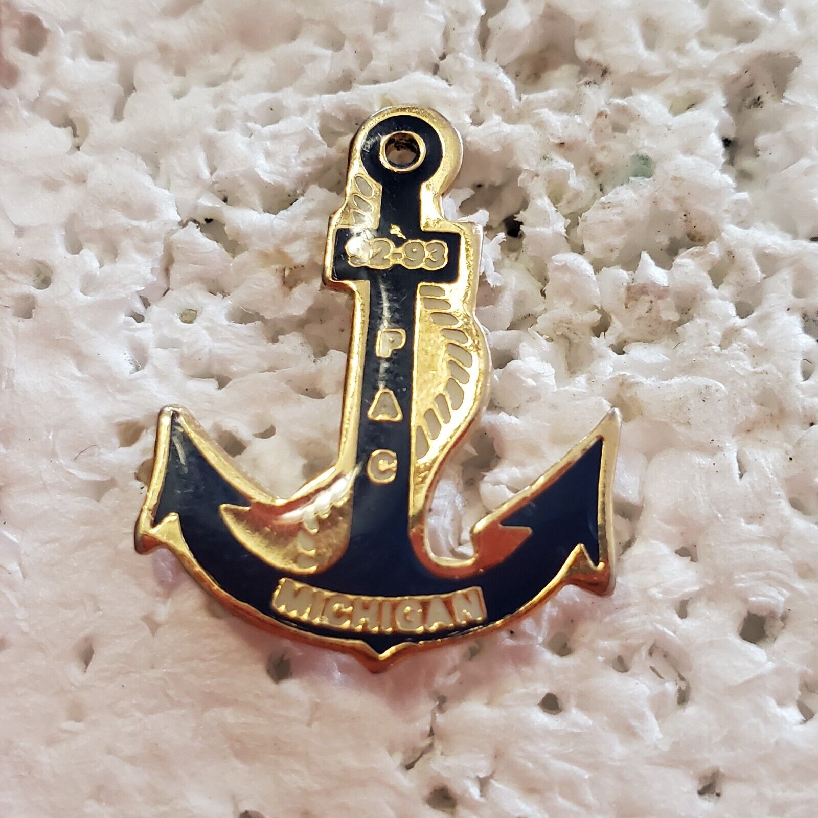 VTG VFW 1992-93 Michigan PAC Nautical Boat Anchor Logo Lapel Hat Pin Tie Tac