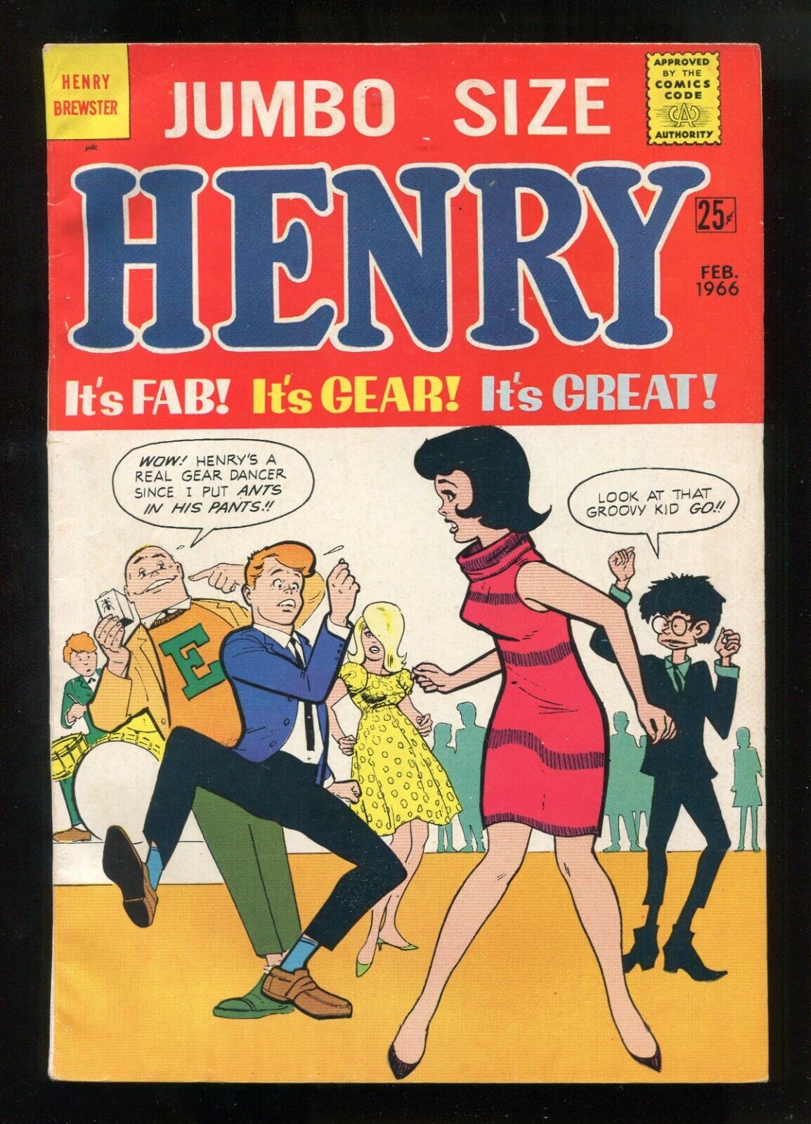 HENRY BREWSTER #1 - BOB POWELL ART - COOL TEEN COMEDY - SCARCE GIANT - 1966