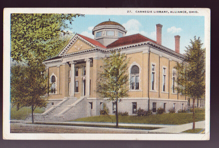 ALLIANCE OHIO OH Caregie Library 1921 Postcard
