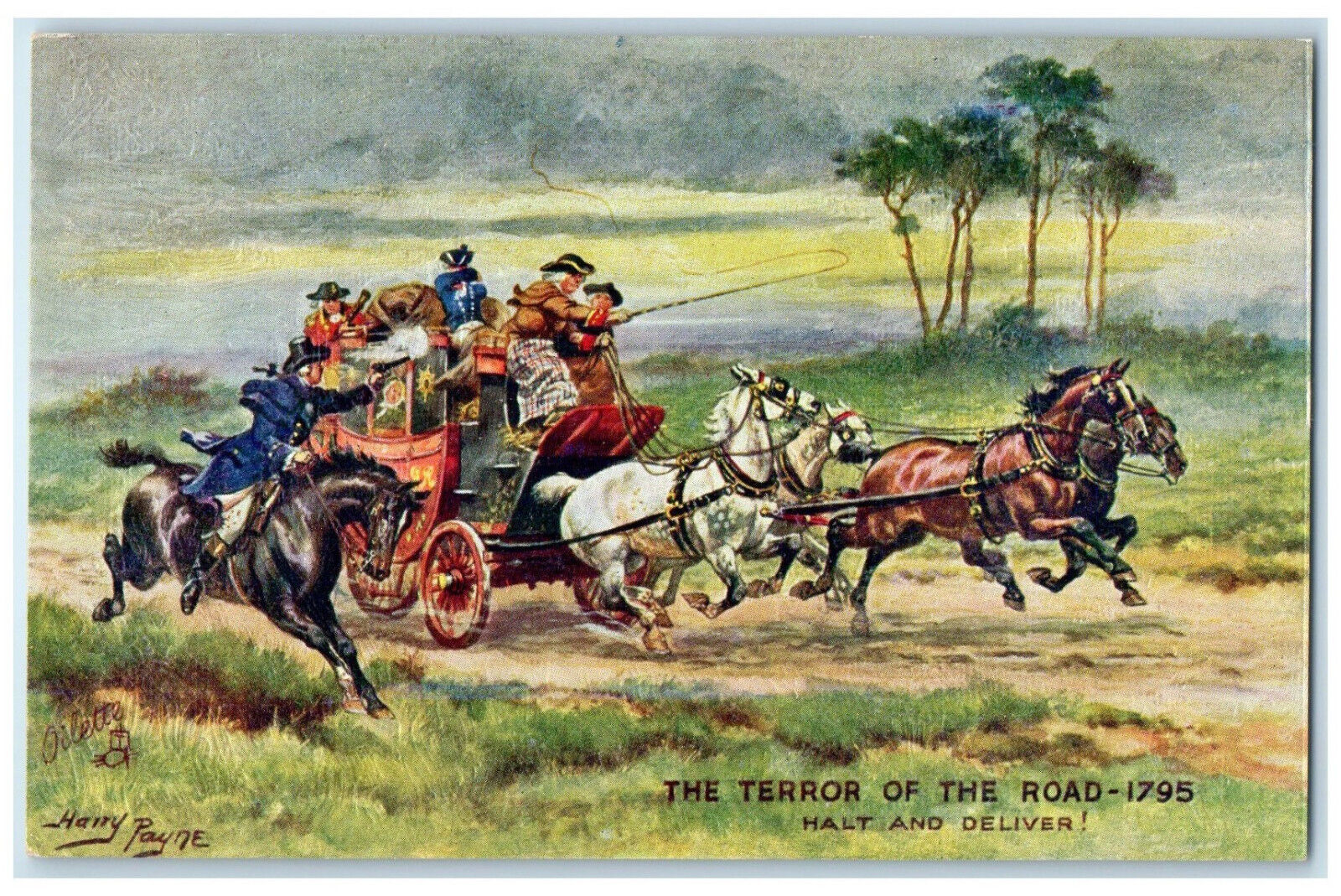 c1910 The Terror of the Road Halt and Deliver 1795 Oilette Tuck Art Postcard