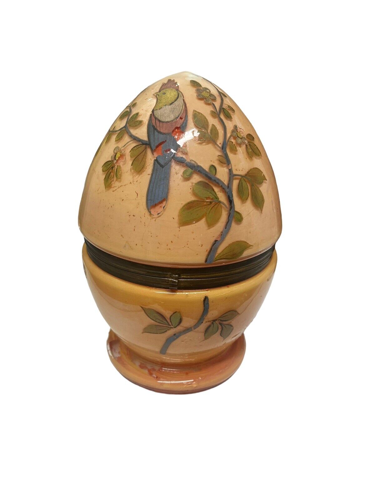 Victorian Czech Blown Glass Coralene Egg Liquor Decanter Tantalus Communion Set