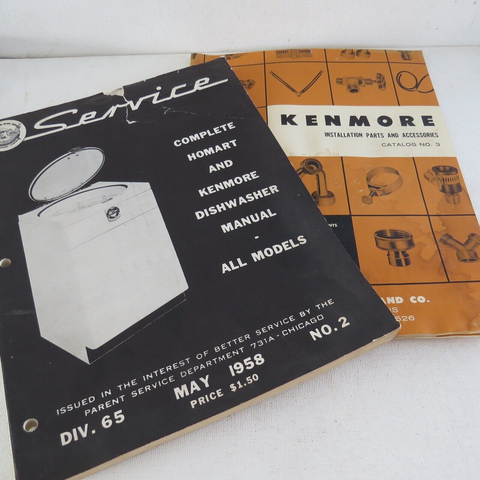 Sears Service Catalog Kenmore Dishwasher repair Man\'s w/ Parts Catalog 1958