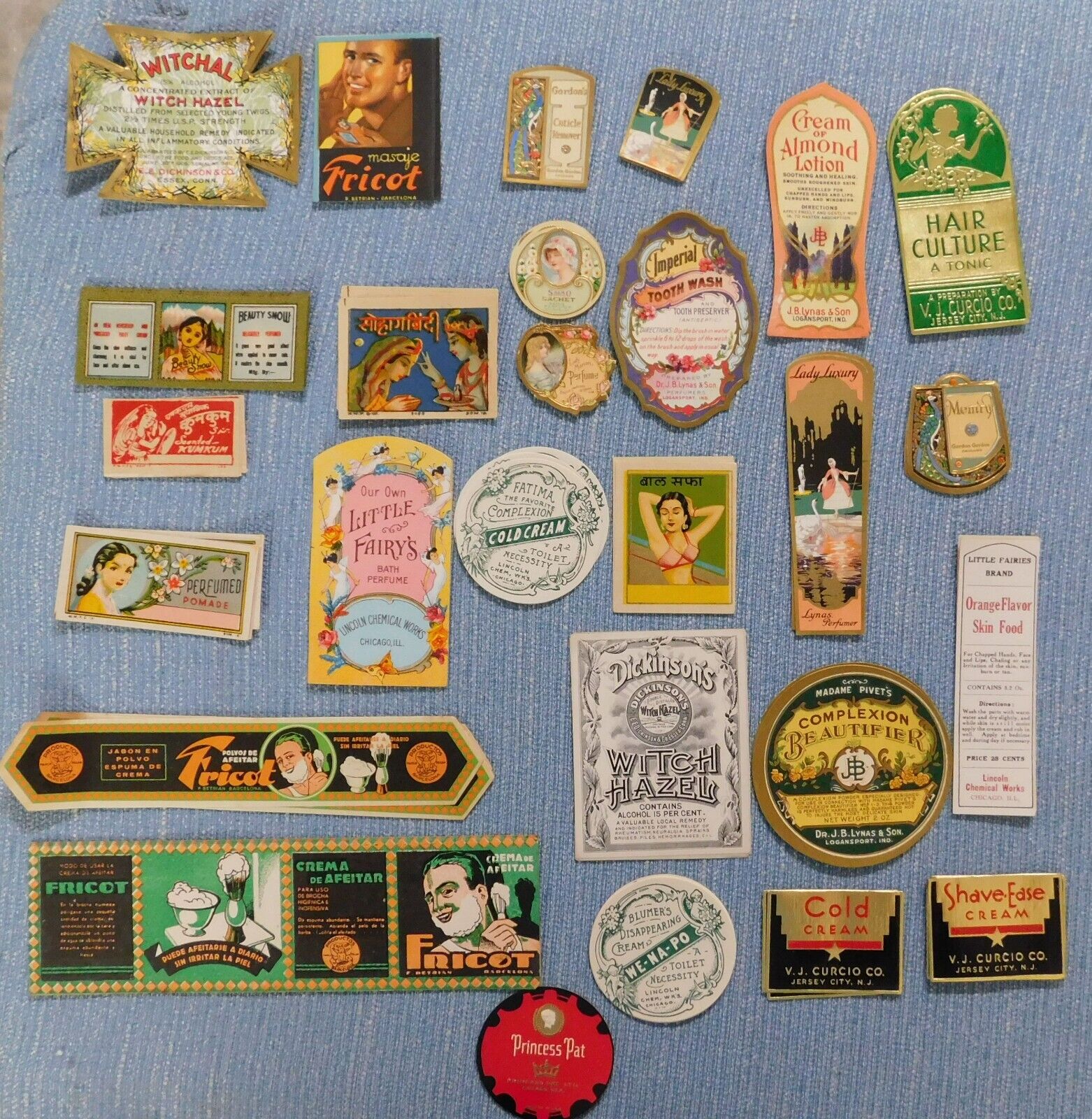 Lot Of  25  Different  Very nice Vintage  Perfume & Cosmetic Labels