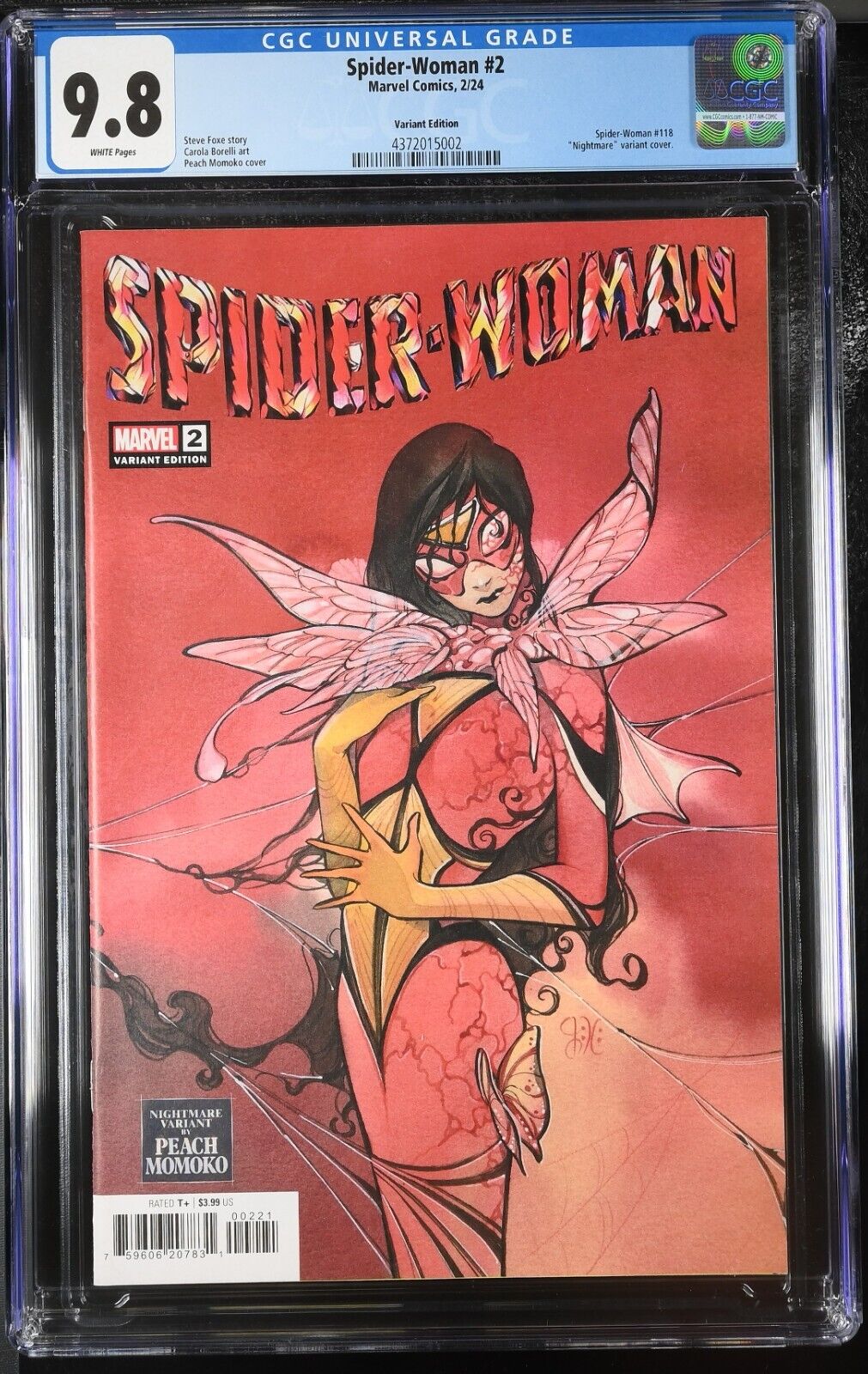 Spider-Woman #2 CGC 9.8 Peach MoMoKo Nightmare Variant Cover Marvel 2023 Graded