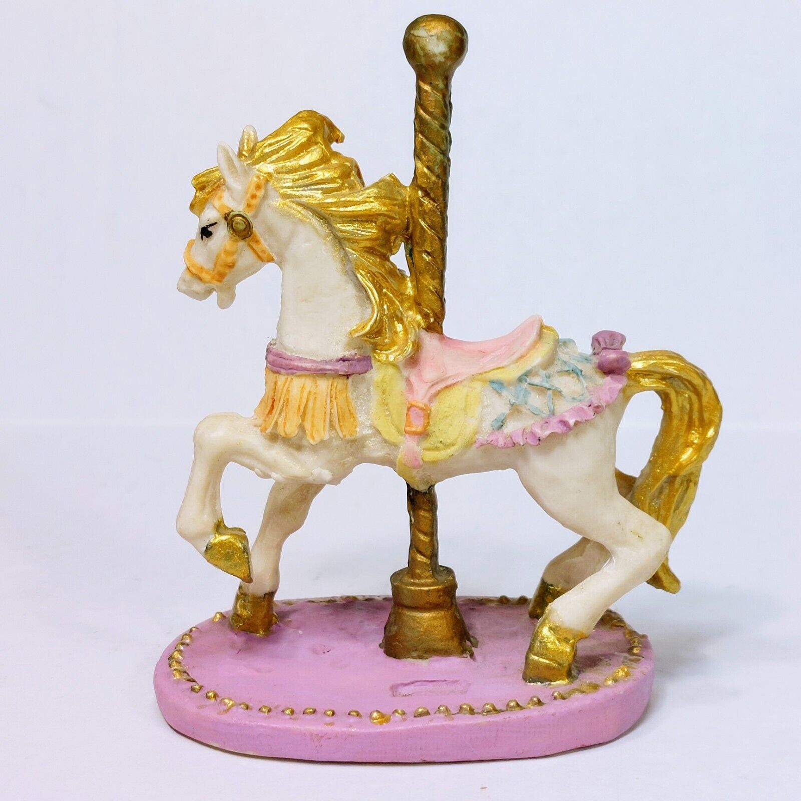 Rare Handmade Carousel Horse Collection Figurine Vintage Decor Whatnot Purple