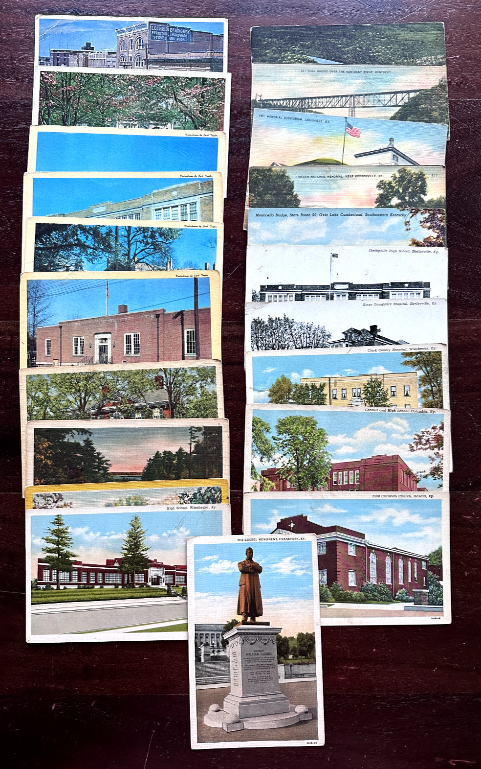 21 VINTAGE UNPOSTED POSTCARDS OF LANDMARKS, SCENIC VIEWS FROM KENTUCKY - A334