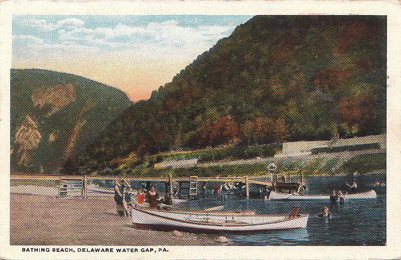 Postcard Bathing Beach Delaware Water Gap PA 1921