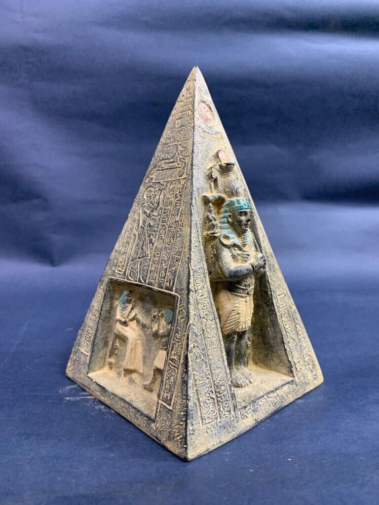 Unique Osiris Pyramid & Statue God Horus Ancient Egyptian Antiquities Rare BC
