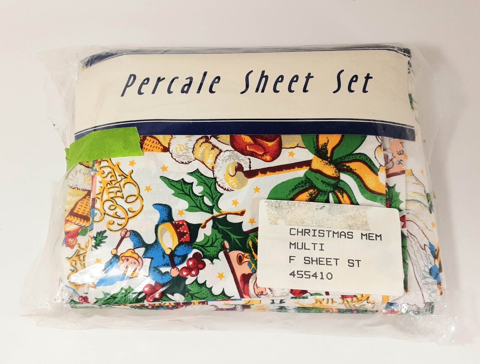 Christmas Memories Percale Full Sheet Set New Old Stock c.1997