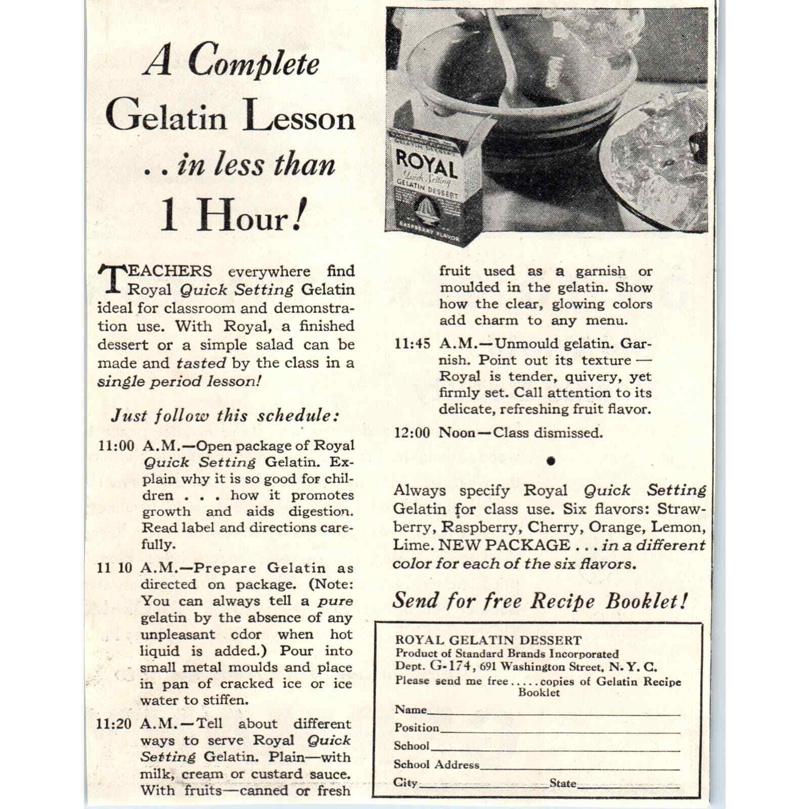 1931 Royal Gelatin Lesson Complete in Less Than One Hour Advertisement 5x6 FL5-1