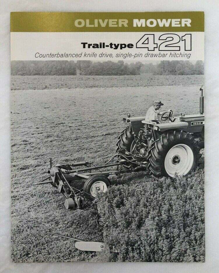 1968 OLIVER MOWER Tractor Trail-type 421 Brochure Vintage Farm Advertising