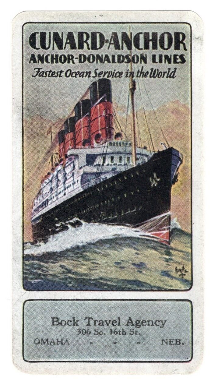 1929 RMS Aquitania Cunard Lines Steamship Celluloid Pocket Calendar