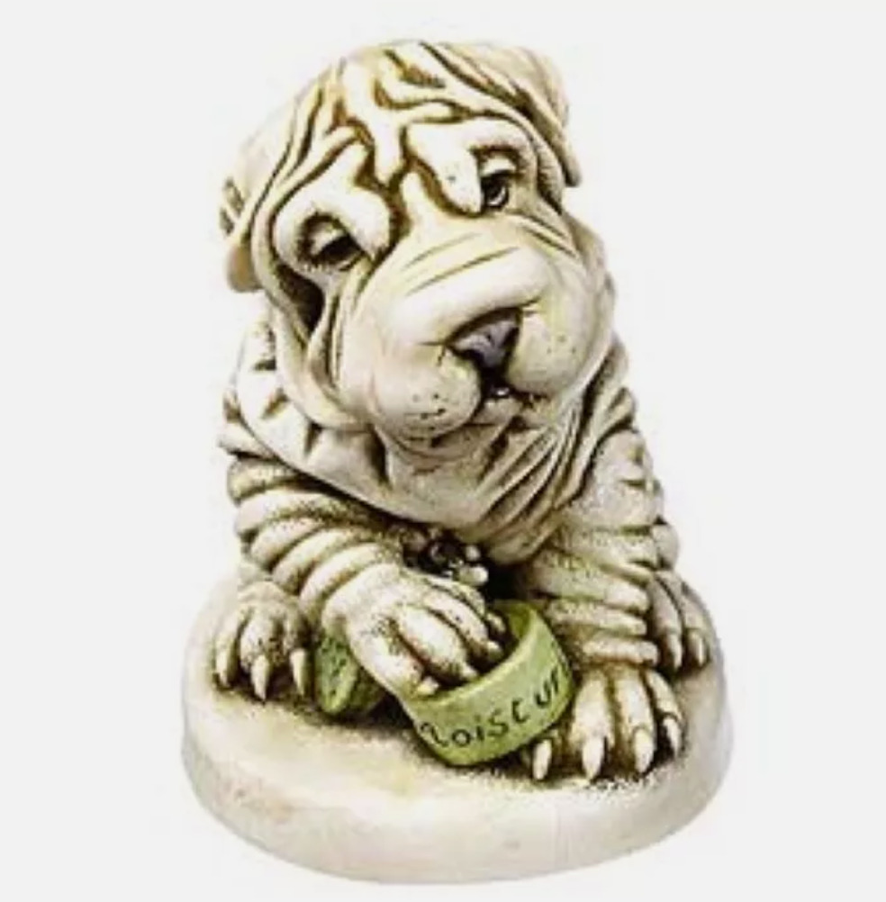 Harmony Kingdom VTG '99  Fusspot Sharpei Dog Treasure Trinket  Green Bowl