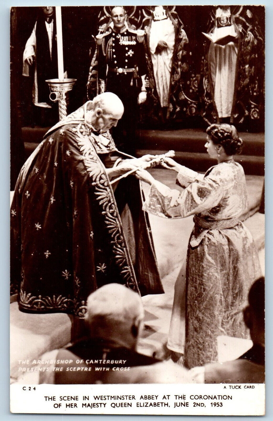 England Postcard Archbishop of Canterbury with Sceptre 1953 RPPC Photo Tuck