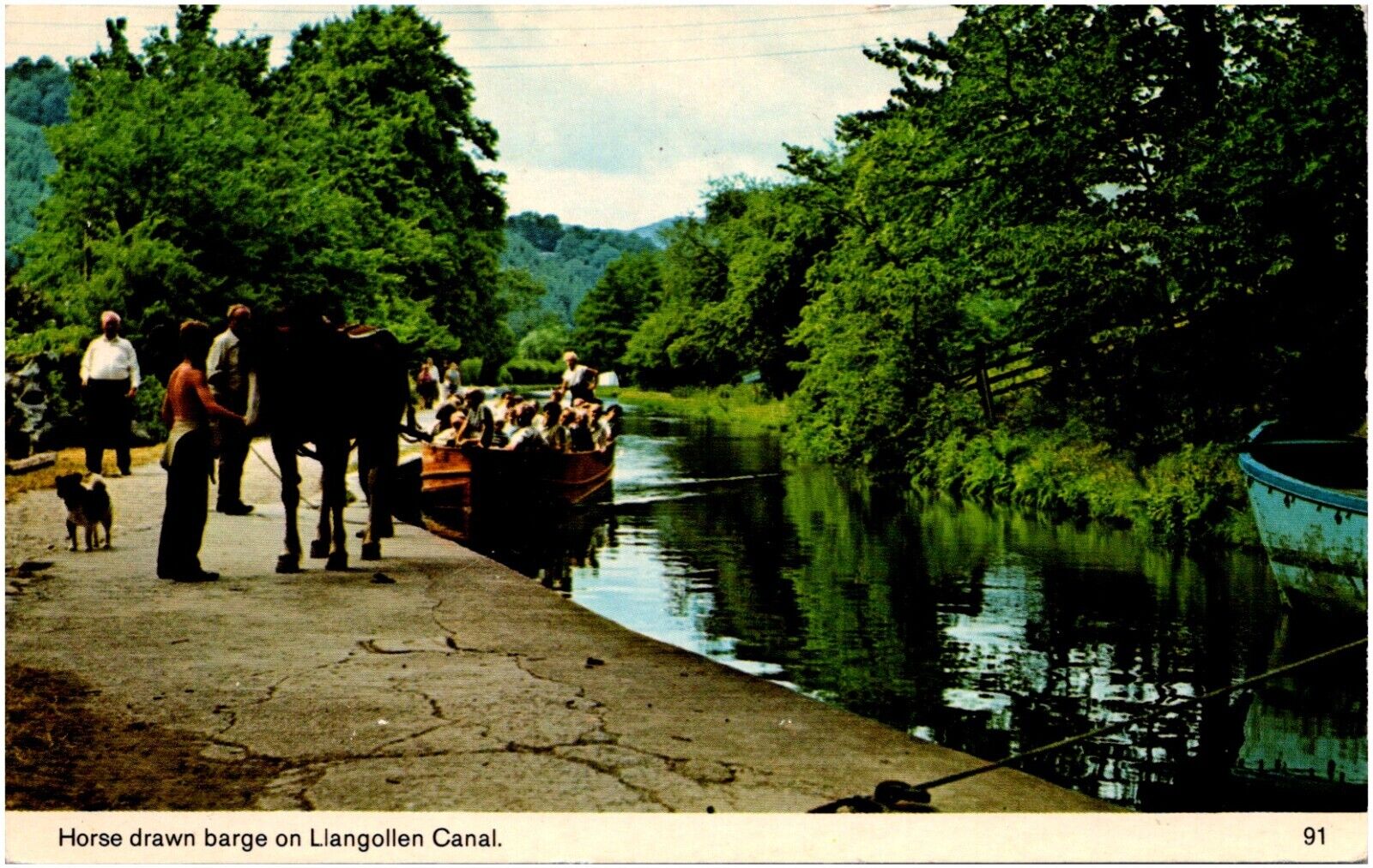 Horse Drawn Barge on Llangollen Canal England & Wales 1950s Chrome Postcard
