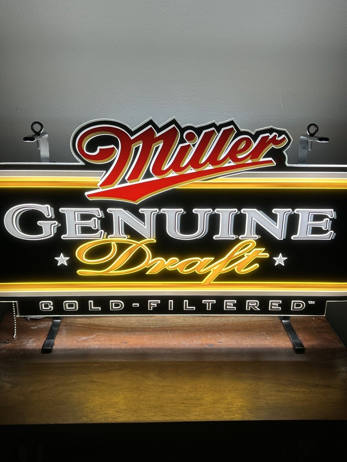 Rare Vintage MILLER Genuine Draft Beer 3D Lighted Bar Sign NEW & Never Used Look