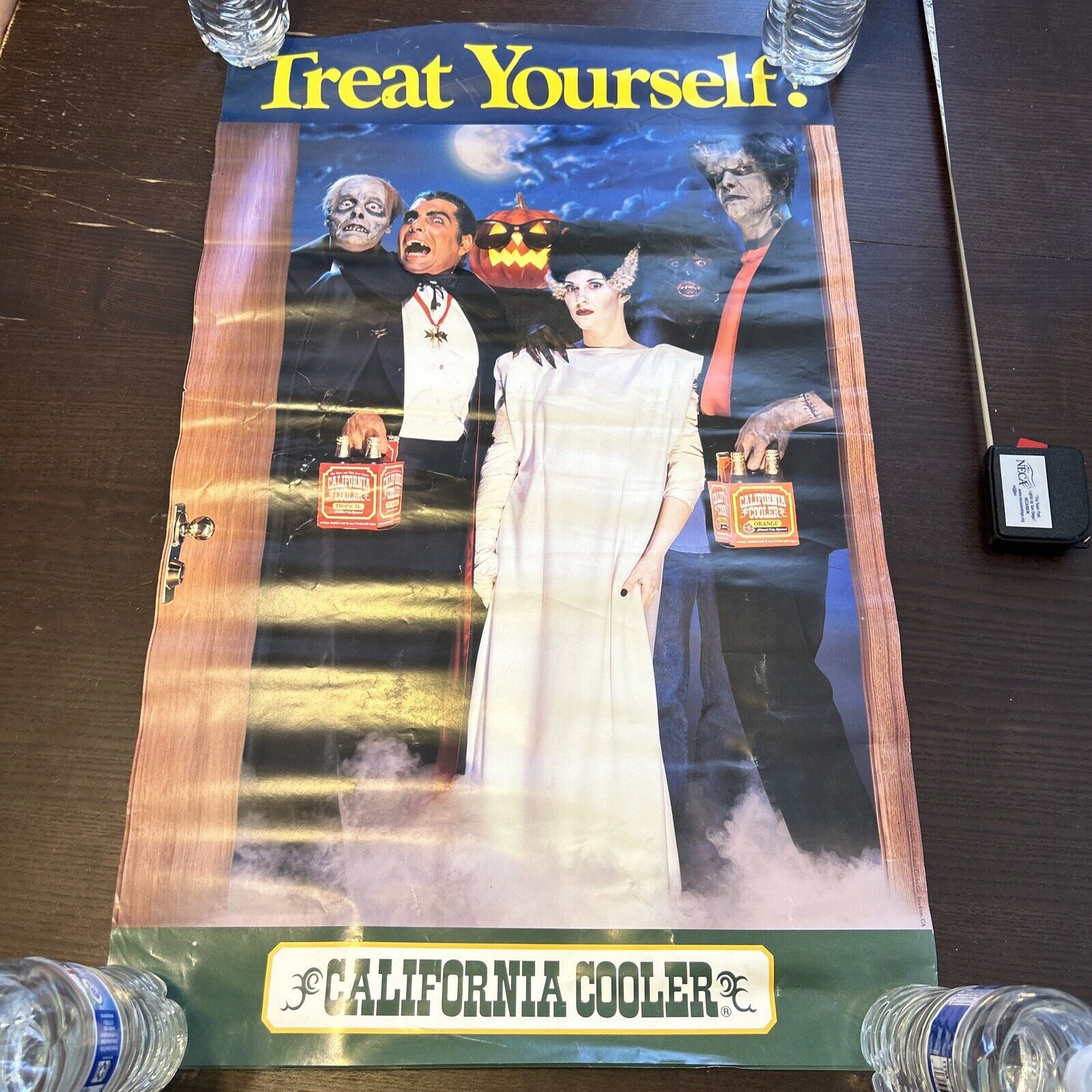 California Cooler Poster Vtg. \'Treat Yourself\' Halloween Promo Ad Man Cave Decor