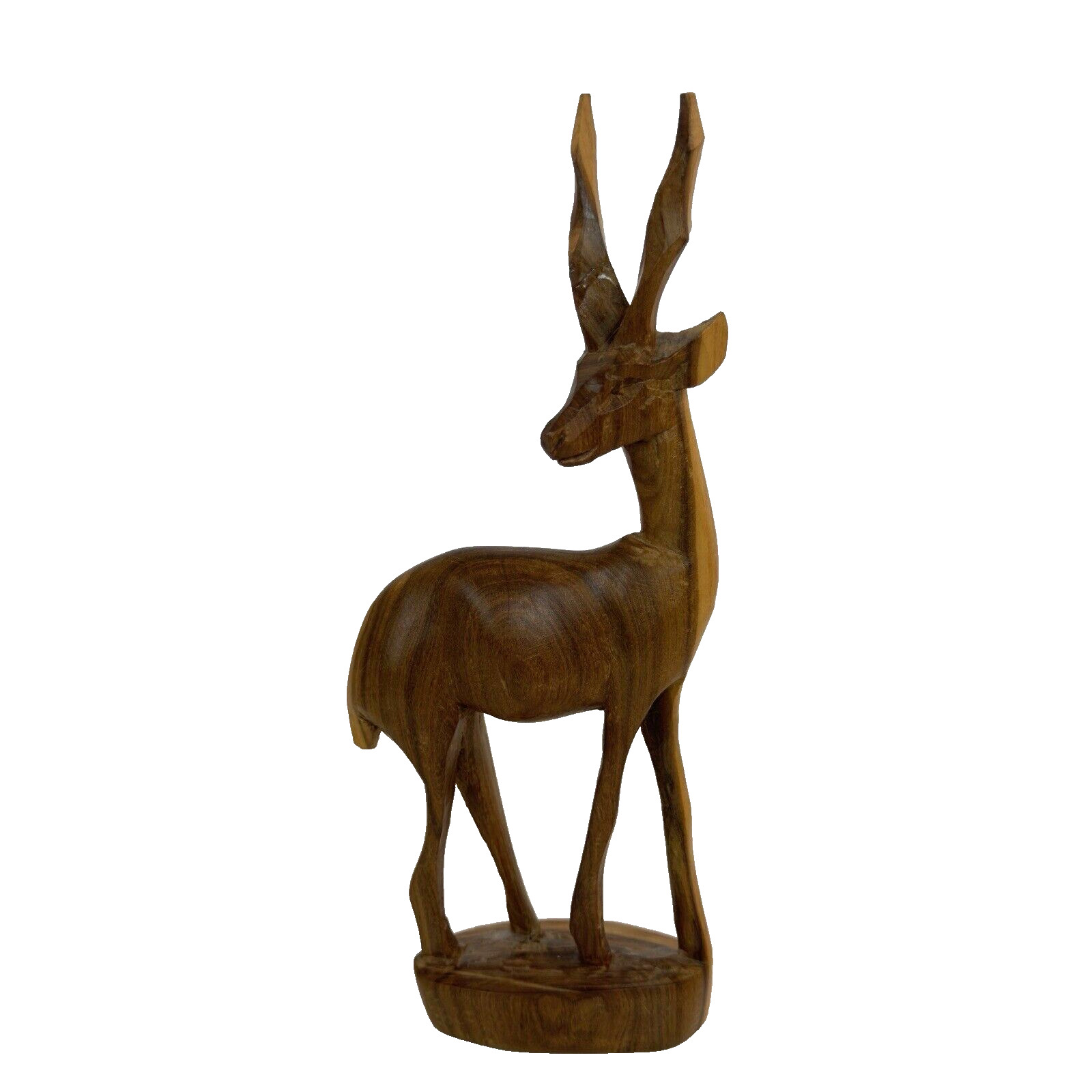 Vintage 1970s Gazelle African Kenya Wooden Hand Carved Art Sculpture 8 1/4\
