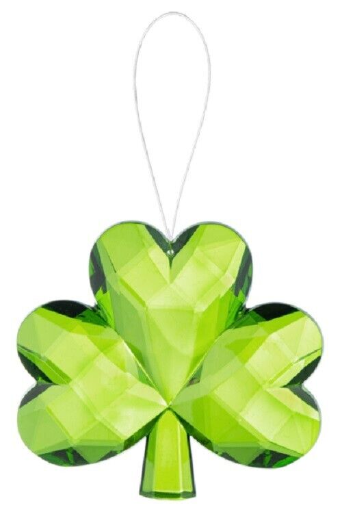 Ganz Crystal Expressions Acrylic Faceted Green SHAMROCK Ornament 3\