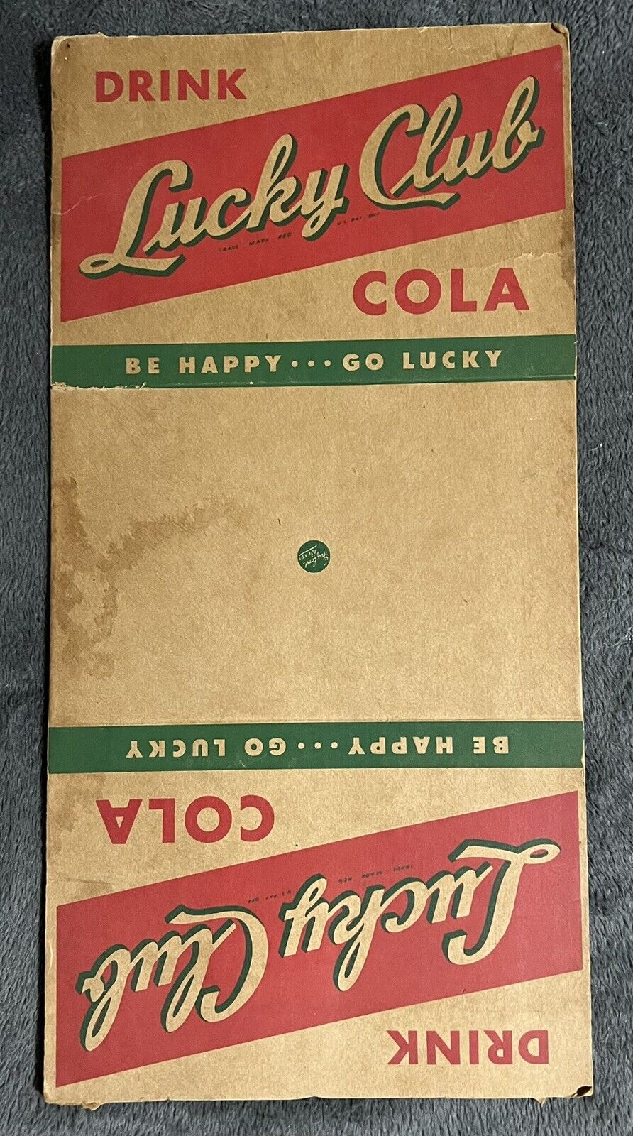 Vintage LUCKY COLA Cardboard Advertisement Sign
