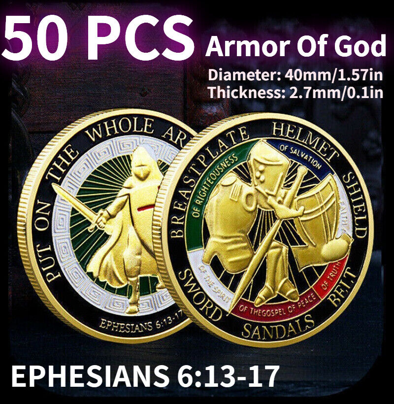 50Pcs Put on the Whole Armor of God Commemorative Challenge Collection Coin Set