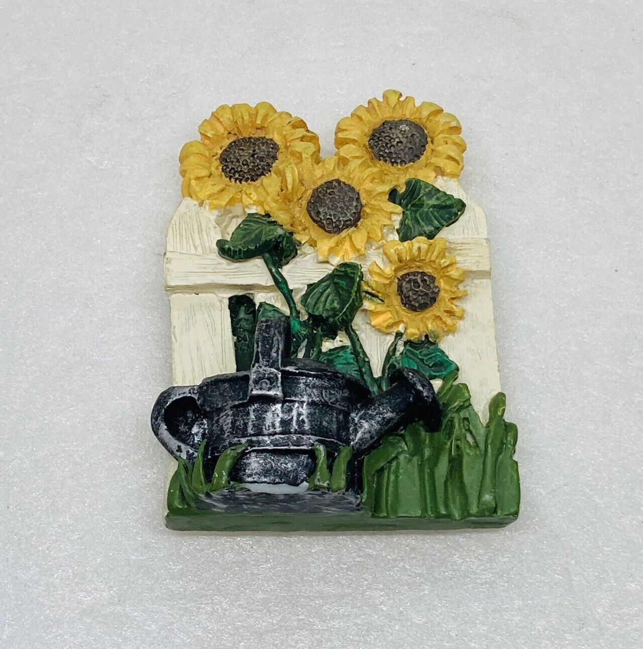 Vintage Sunflower Plants Water Can Fridge Magnet Ceramic 2.75” Art Decor 26