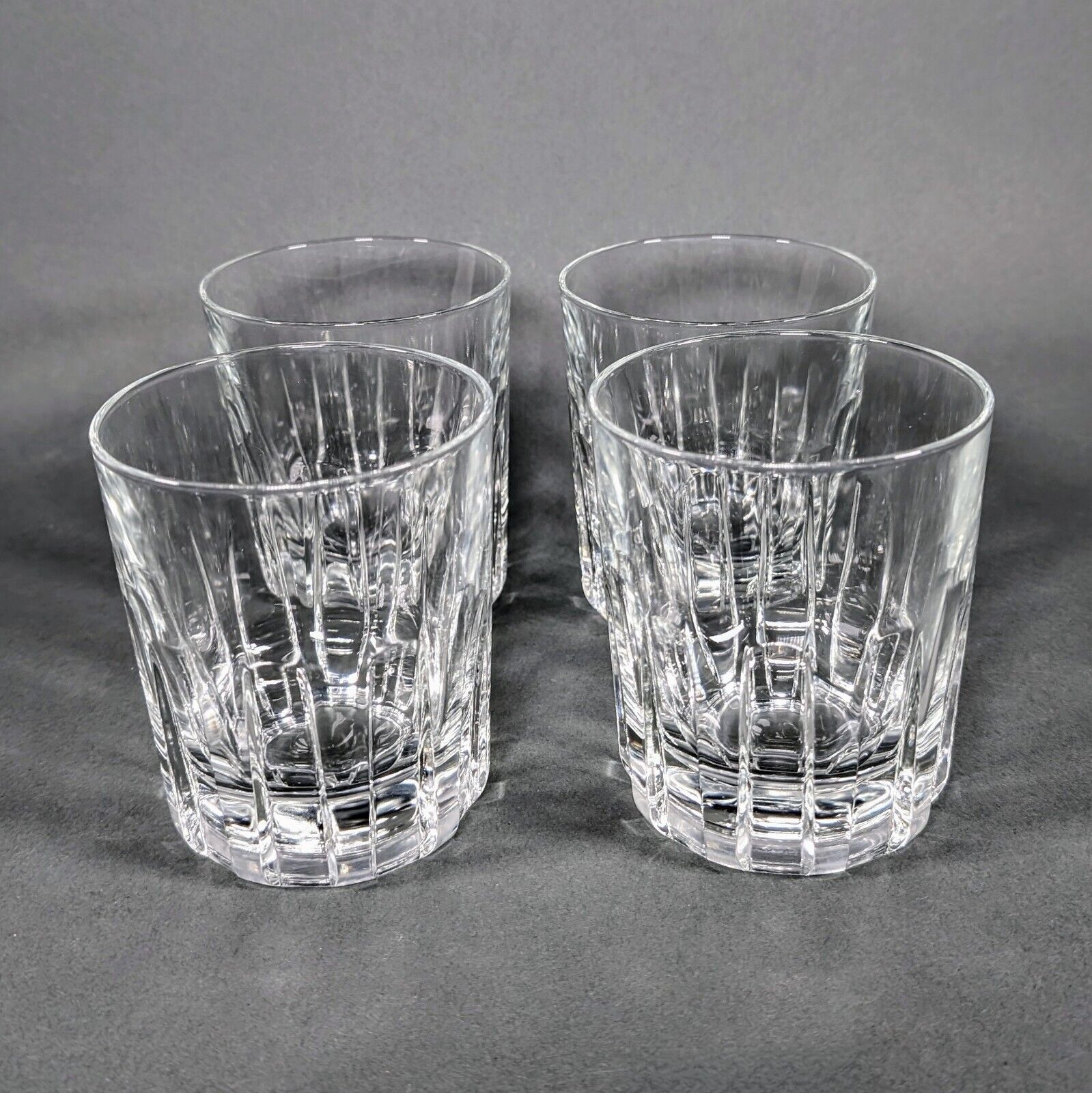 4 VINTAGE Italian Marked 12oz Whiskey Glasses Baccarat\'s Rotary Style