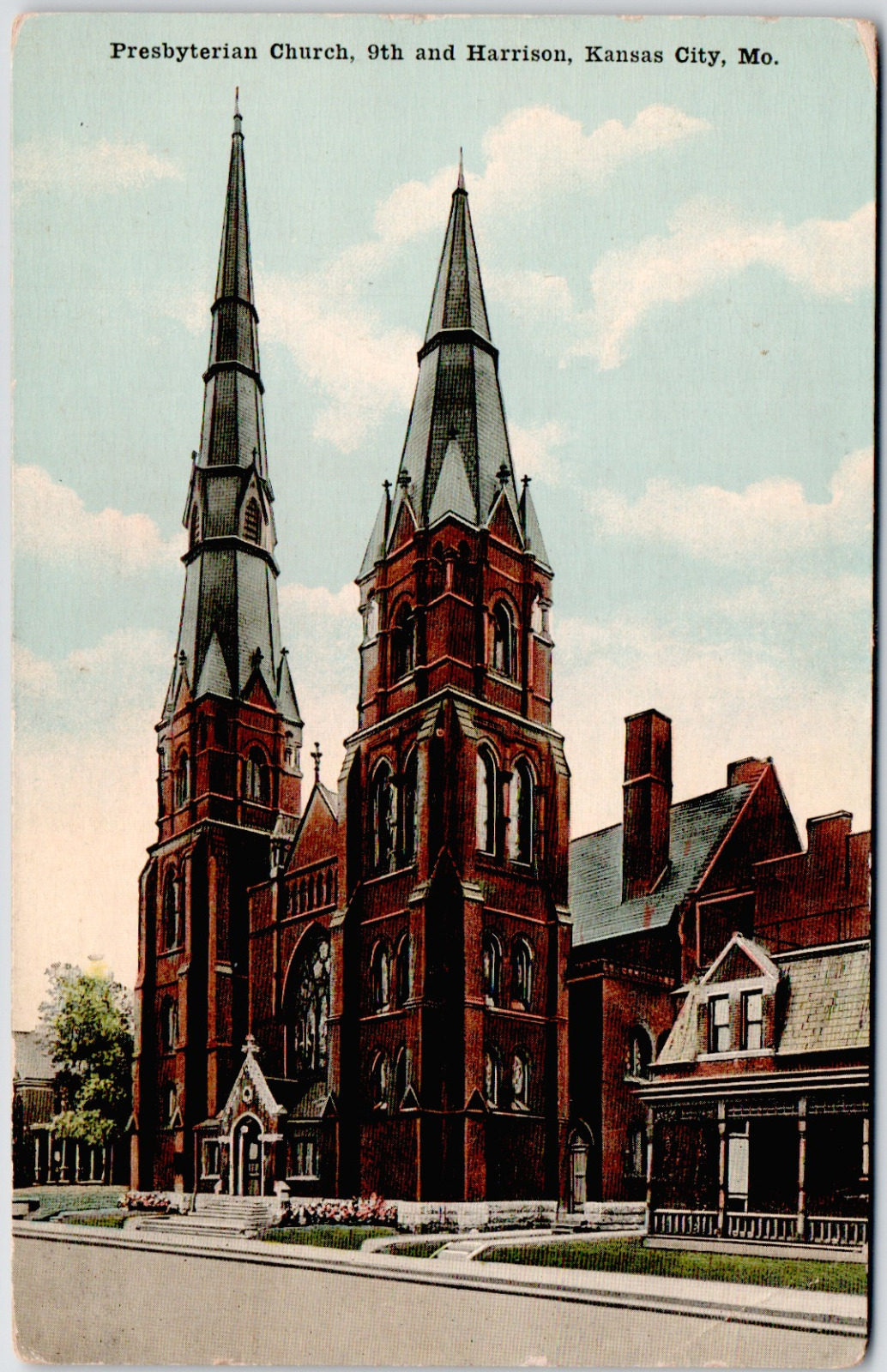 Presbyterian Church Kansas City Missouri 1920 DB Vintage Postcard Fancy Cancel