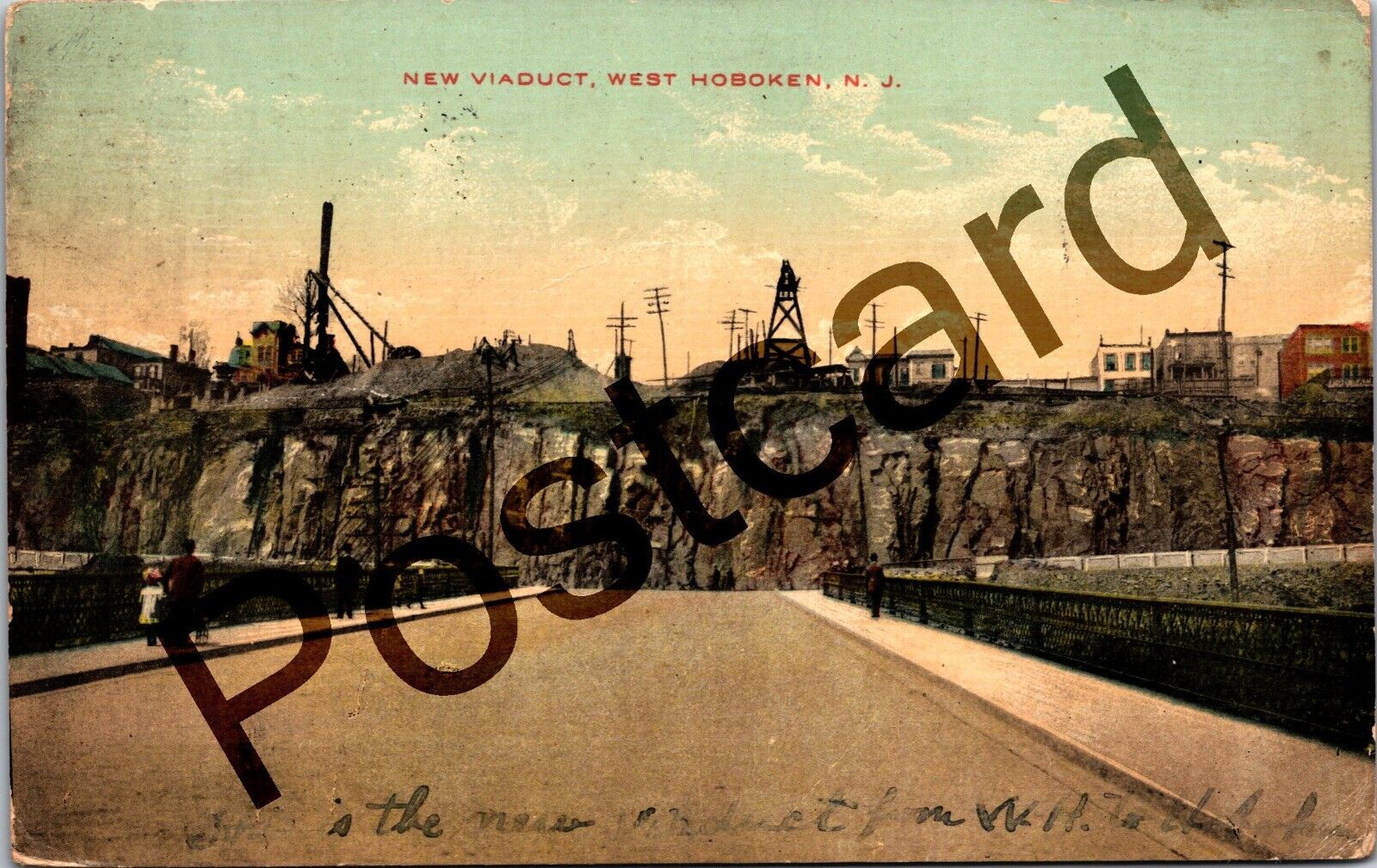 1913 NEW VIADUCT, WEST HOBOKEN NJ, Union News Co postcard jj204