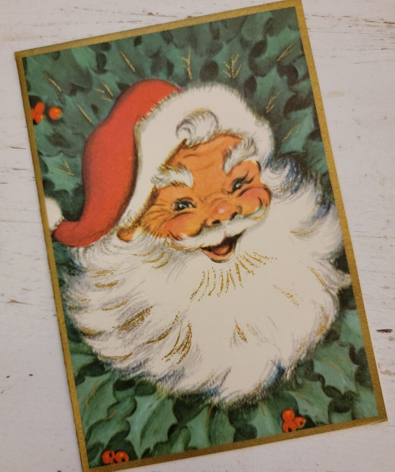 Vintage Christmas Card Unused SANTA