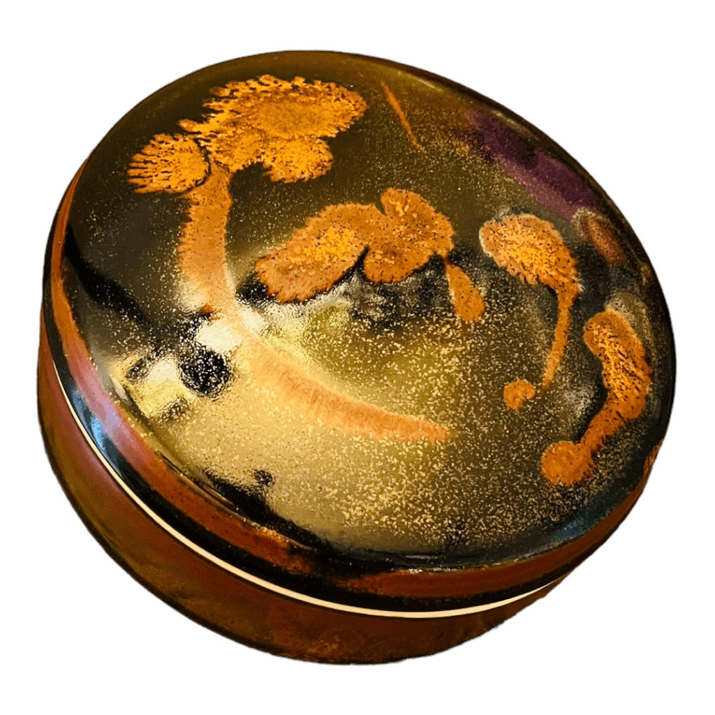 Vintage glazed pottery signed deanna studio art wellmade mid century brown splat