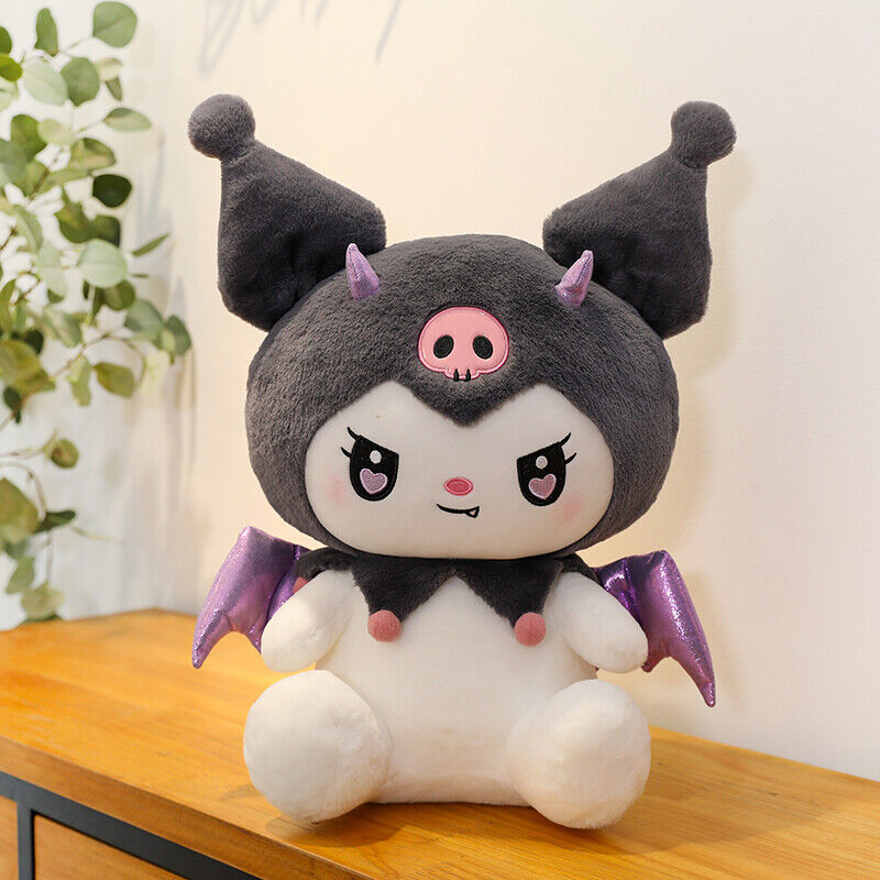 Cartoon Devil Demon Kuromi Melody Plush Doll Stuffed Toy Bedroom Throw Pillow