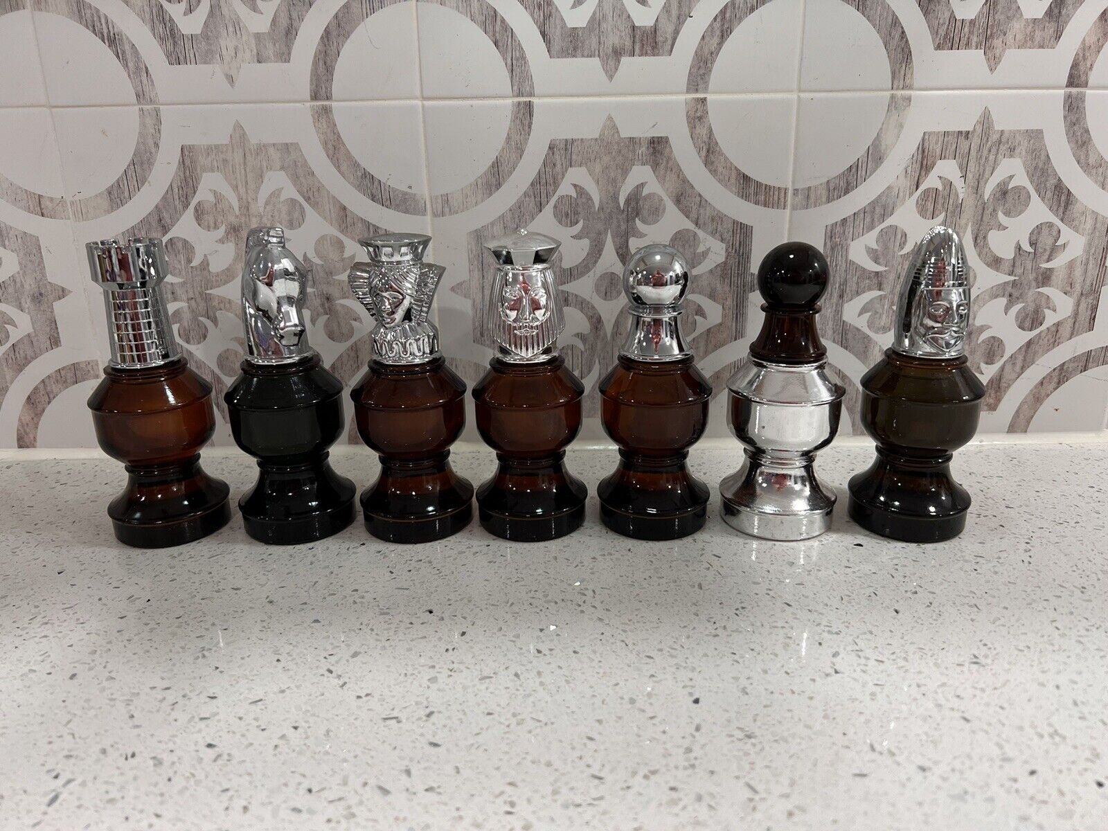 Avon Chess Pieces Bottles lot of 7 Vintage