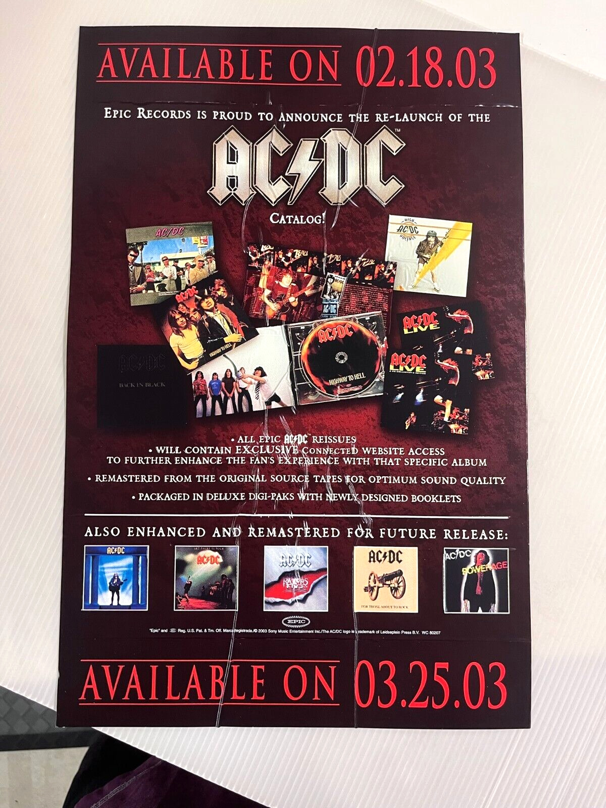 AC/DC Catalog Remasters PROMO WINDOW CLING DECAL DISPLAY 2003 Epic BON SCOTT #2