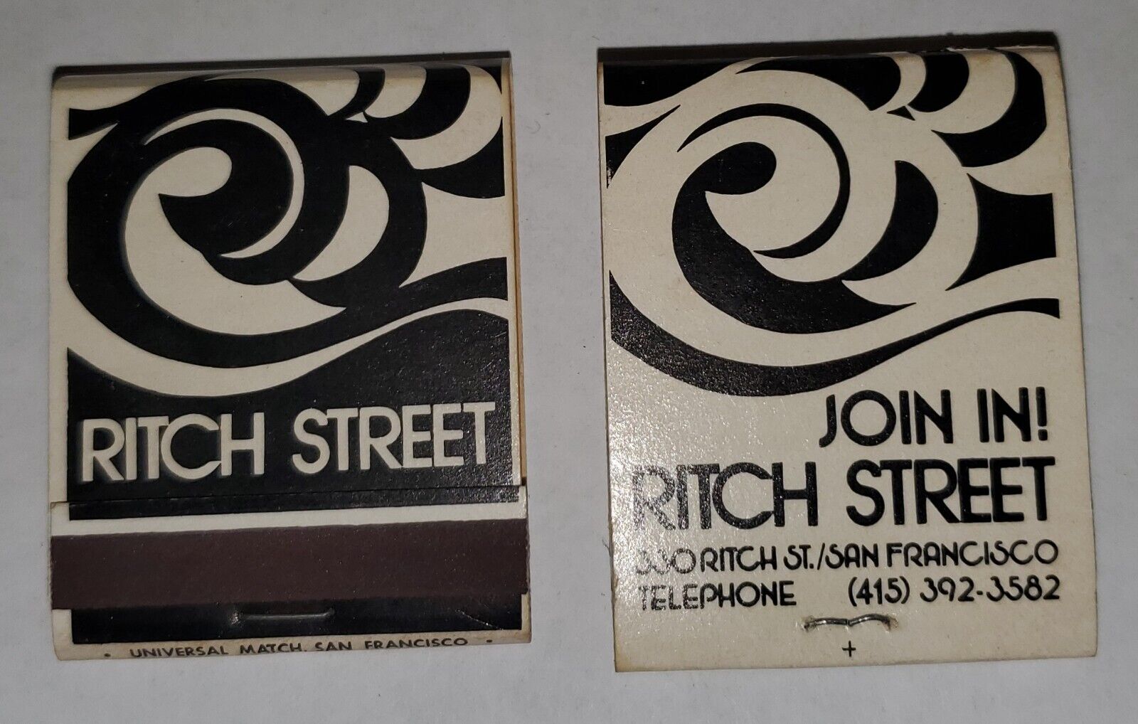 Ritch Street Club Bath House San Francisco Lot of 2 Vintage matchbooks Front Str