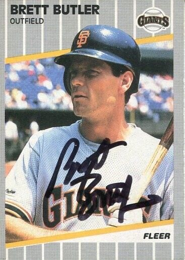 Brett Butler San Francisco Giants 1989 Fleer Signed Autograph Photo Card