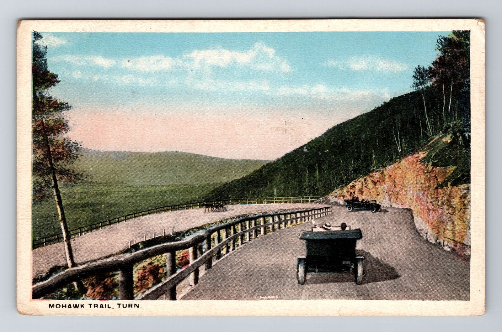 Berkshire Hills NY-New York, Mohawk Trail Turn, Antique Vintage Postcard