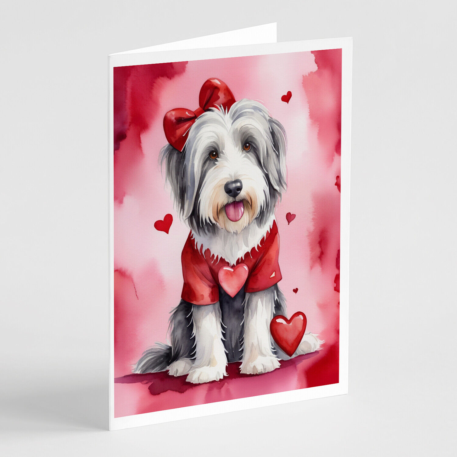 Bearded Collie My Valentine Greeting Cards Envelopes Pack of 8 DAC5276GCA7P