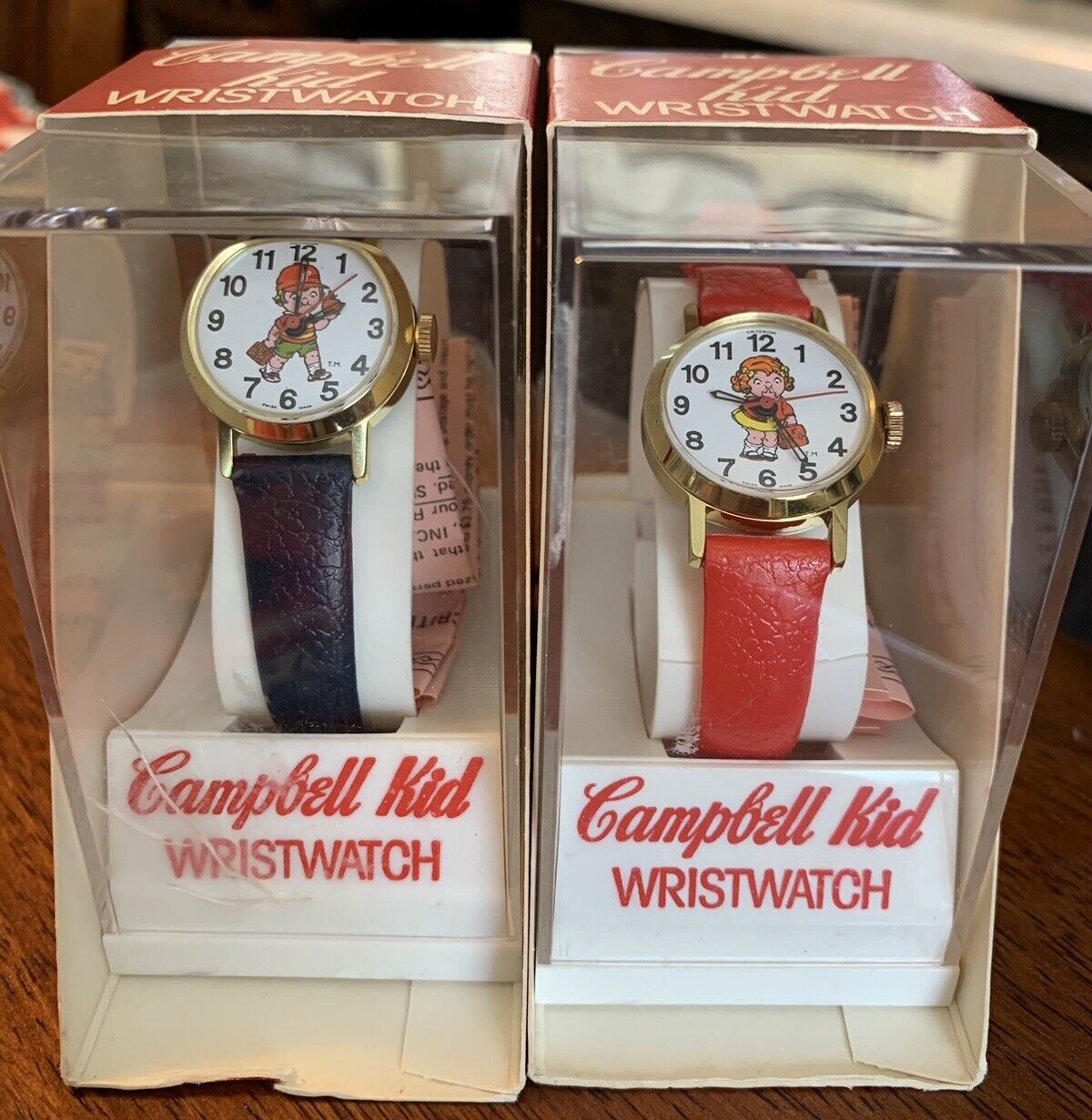 Vintage CAMPBELL'S Soup Kids Watch With Display Case NIB  Lot Of 2