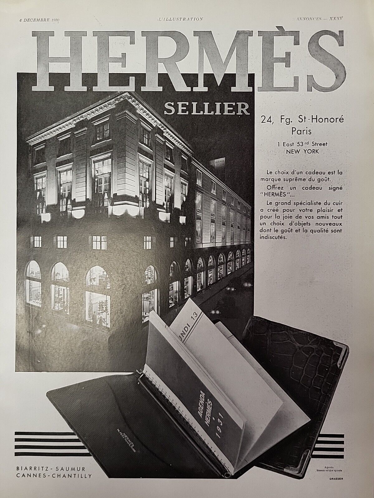 Hermes Organizer 1930 L\'illustration Magazine Print Advertising FRENCH Sellier