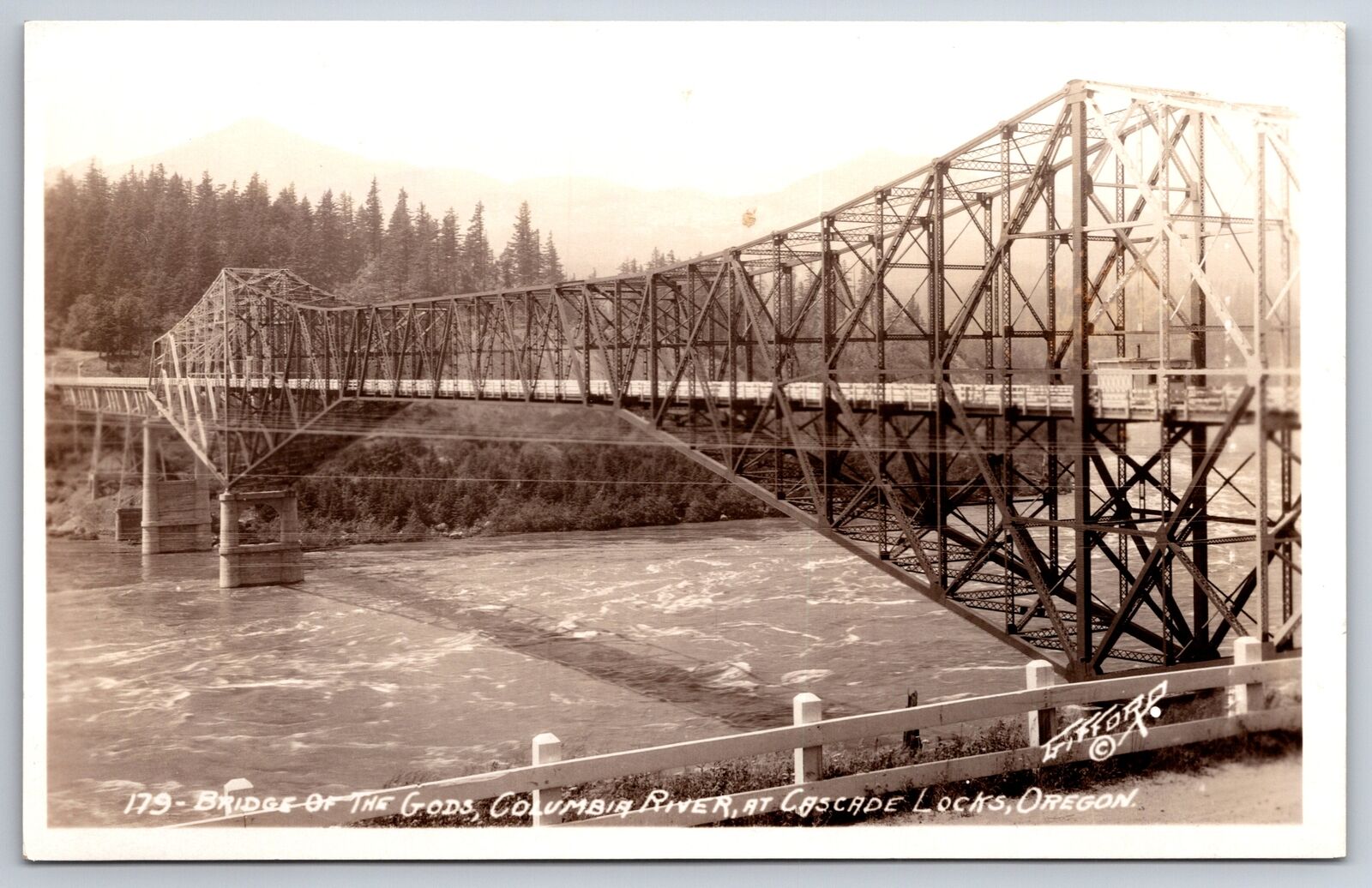 Cascade Locks Oregon~Bridge of the Gods @ Columbia River~1930s RPPC